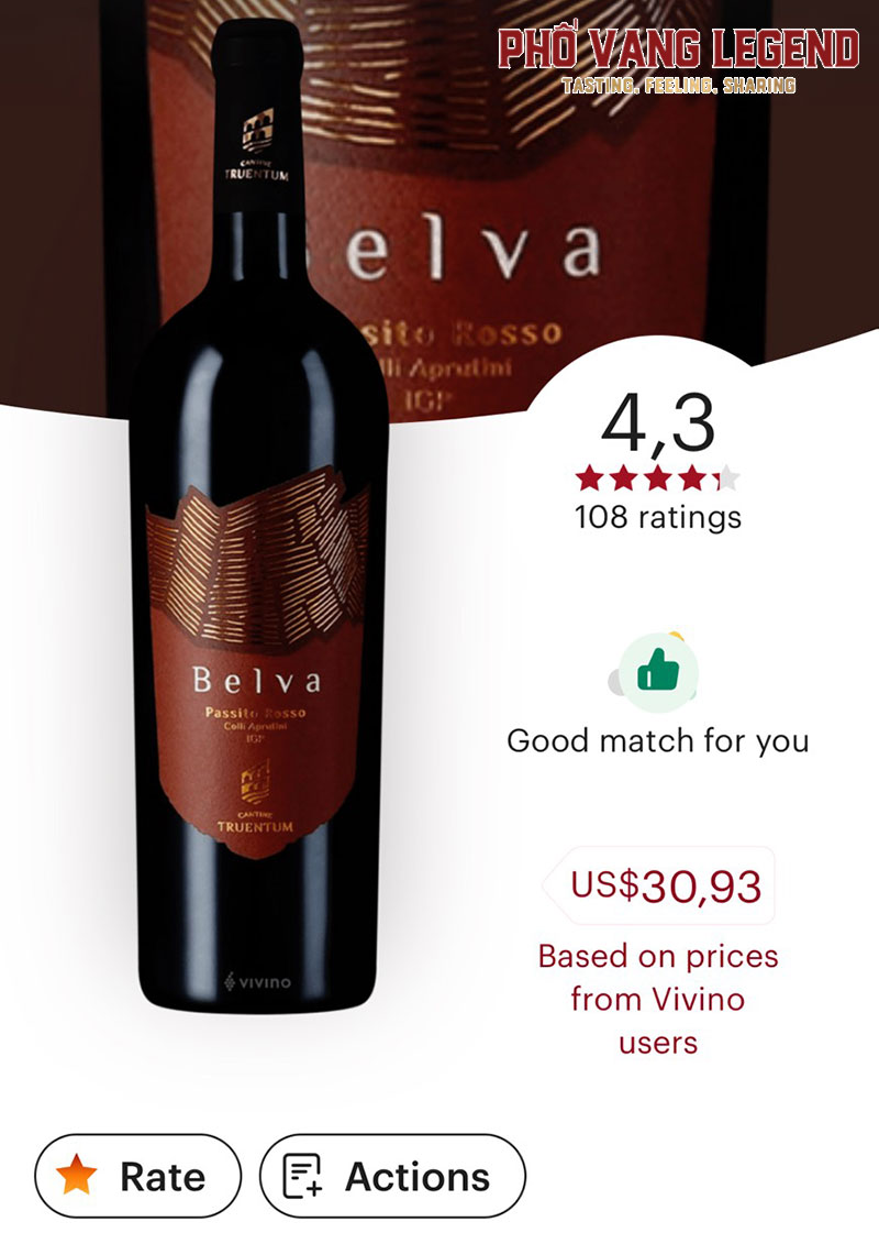 Ruou Vang Belva Passito Rosso Vivino