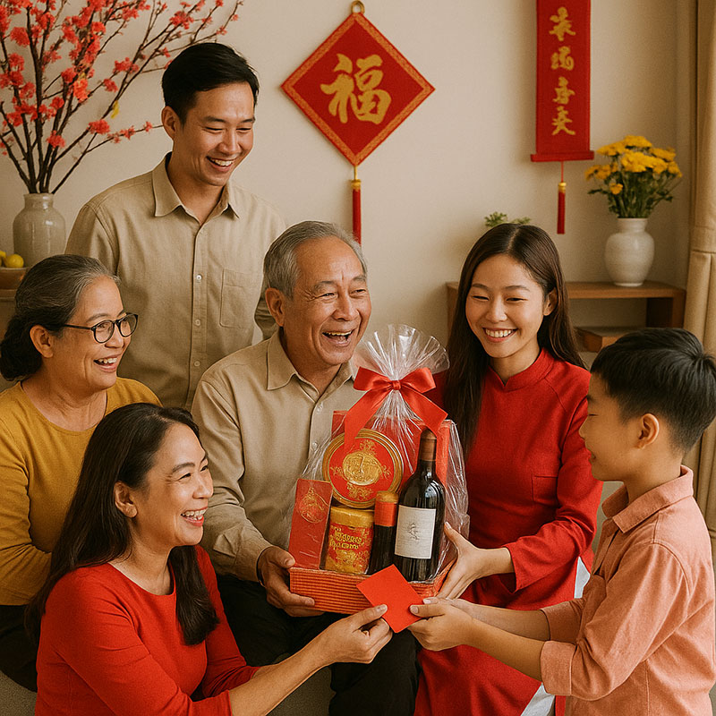 Gia Đình Sum Vầy Tặng Quà Tết Cho Nhau