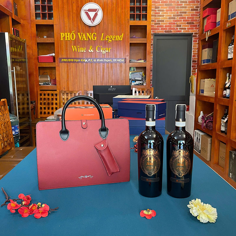 Túi Da Quà Tết Rượu Vang Pv04